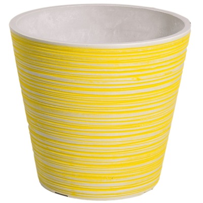 Yellow And White Engraved Pot 14Cm