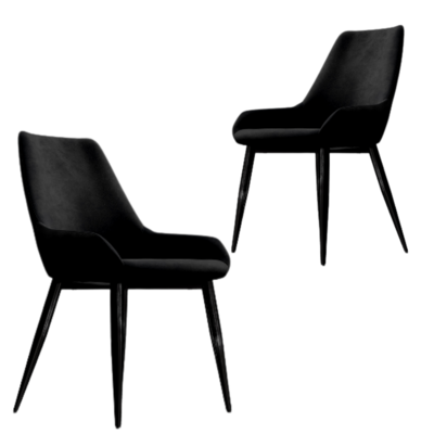 Set of 2 Barstool Classy Black Velvet Dining Chair
