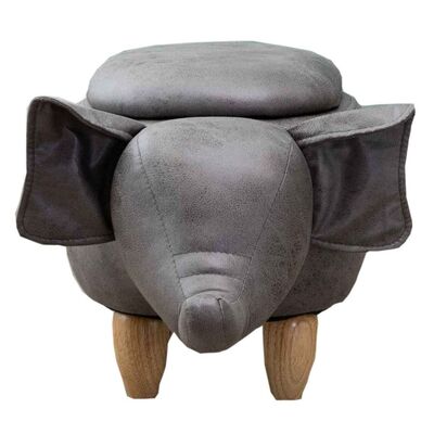 Elephant Ottoman with Storage-Grey