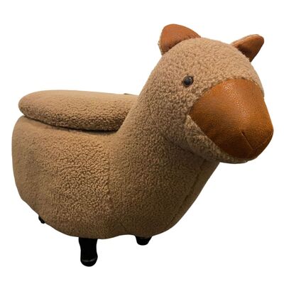 Alpaca Kiddie Ottoman with Storage-Brown
