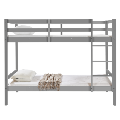 Solid Pinewood Kids' Single Bunk Bed Dark Grey