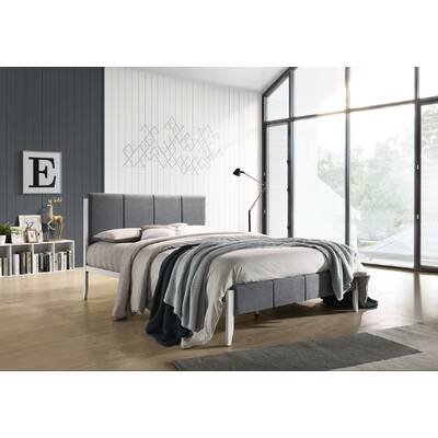 Fabric Upholstered Bed Frame in Grey - Queen