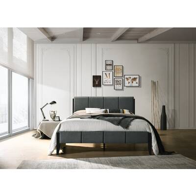 Fabric Upholstered Bed Frame in Charcoal - King
