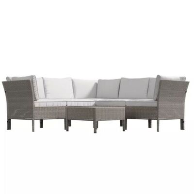 5 Seater Rattan Outdoor Corner Lounge Sofa Natural Grey