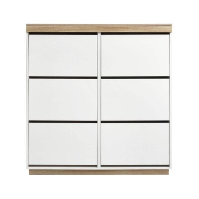 Large Shoe Cabinet Storage Shelf White Oak