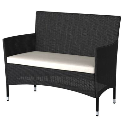 4 Seater Rattan Outdoor Lounge Sofa Set Black