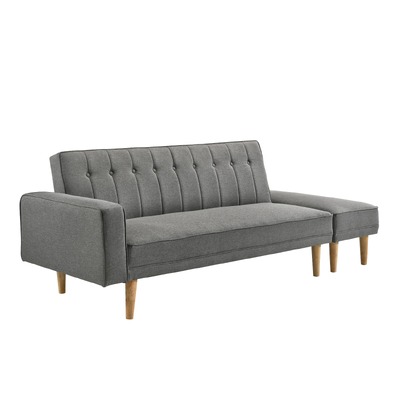 3 Seater Fabric Sofa Bed with Ottoman - Light Grey