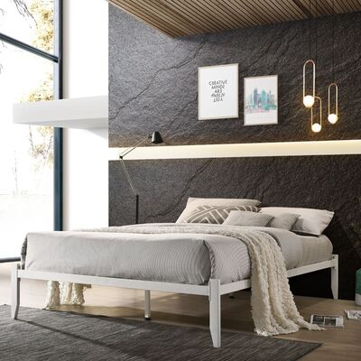 Metal Bed Base Frame White Single