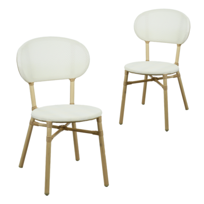 Outdoor Dining Chair Set of Two White