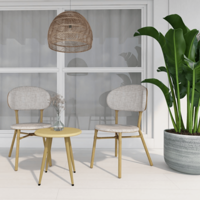 2 Seater Balcony Set-Natural and White