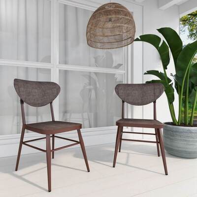 Modern Outdoor Dining Chair Set of 2-Brown