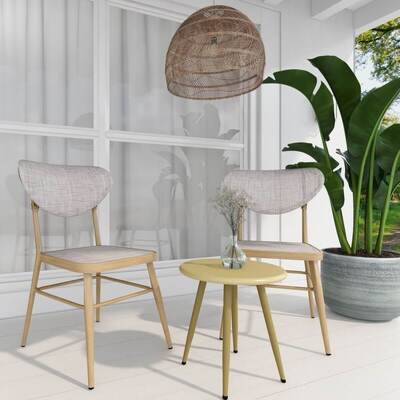 Modern Outdoor Dining Chair Set of 2-Natural white