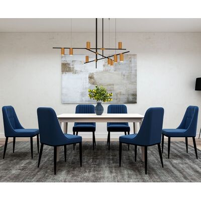 Navy 7 Piece Dining Set Table and Chairs