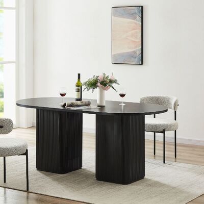 6 Seater Black Column Dining Table
