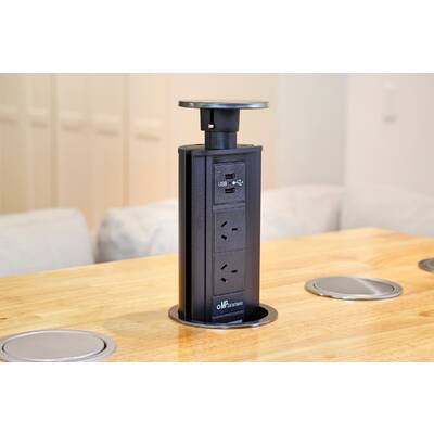 V2SBSS: Black Stainless Steel Pop Up Power Point