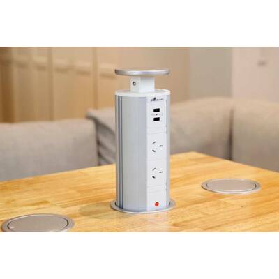 V6GSWU4: Dual-Sided, Pop Up Power Point w/ 4 USB