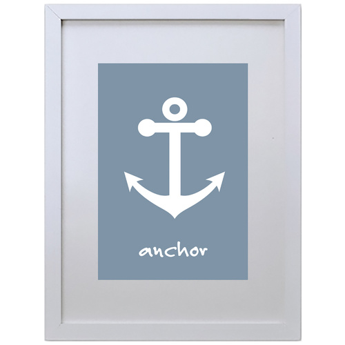 Anchor (Blue-White, 210 x 297mm, White Frame)