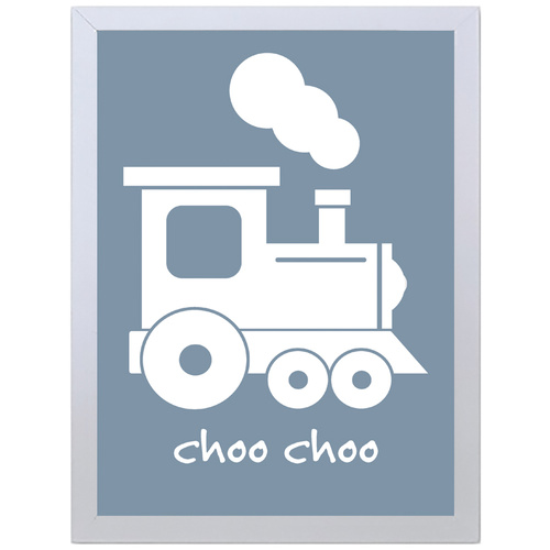 Choo Choo Train (Blue, 297 x 420mm, White Frame)