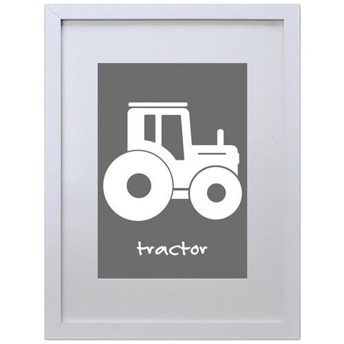 Tractor (Gray, 210 x 297mm, White Frame)