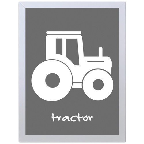 Tractor (Gray, 297 x 420mm, White Frame)