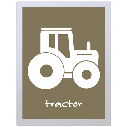 Tractor (Brown, 297 x 420mm, White Frame)