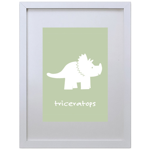 Triceratops (Green, 210 x 297mm, White Frame)