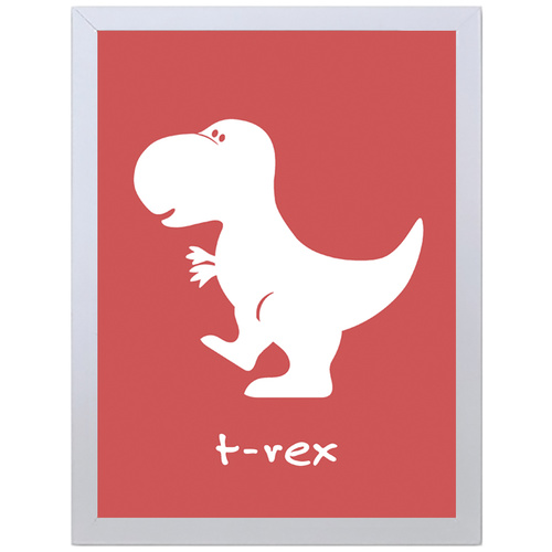 T-Rex Dinosaur (Red, 297 x 420mm, White Frame)