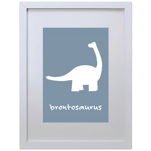 Brontosaurus (Blue, 210 x 297mm, White Frame)