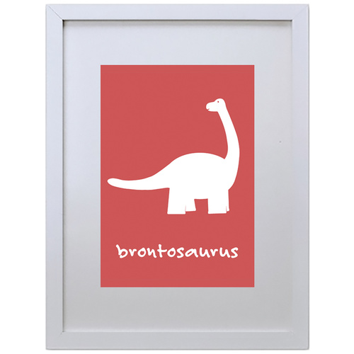 Brontosaurus (Red, 210 x 297mm, White Frame)