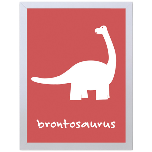 Brontosaurus (Red, 297 x 420mm, White Frame)