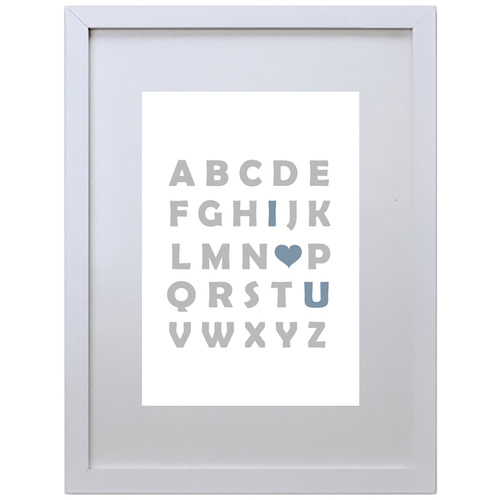 Alphabetic I Love U (Gray-Blue, 210 x 297mm, No Frame)