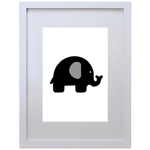 Black Elephant (210 x 297mm, White Frame)