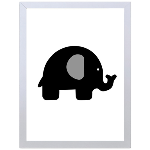 Black Elephant (297 x 420mm, White Frame)