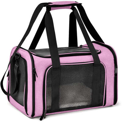XL Pink Portable Foldable Pet Carrier Bag - Large Capacity Travel Carrier