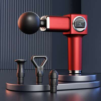 Lc-007-Red Professional Massage Gun With Lcd Display - Deep Tissue Muscle Massager