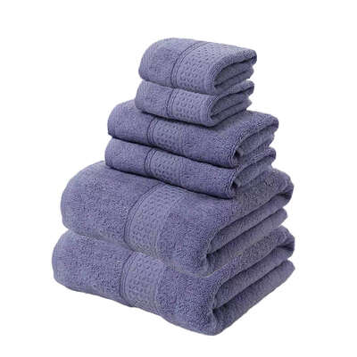 Luxury Purple Cotton Towel Set - Soft & Absorbent (6 Pcs)