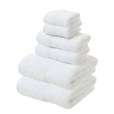White Luxury Cotton Towel Set - Soft & Absorbent (6-Piece)