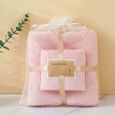 Pink Diagonal Stripe Towel Set - Bath & Face Towels