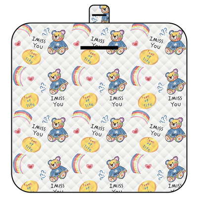 Rainbow Bear Thick Waterproof Foldable Picnic Mat - 150x200cm for Camping & Beach
