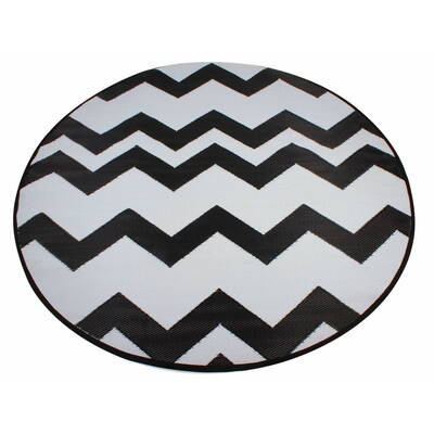 Outdoor Pp Mat Weatherproof Zig Zag Wht Round Dia. 200cm