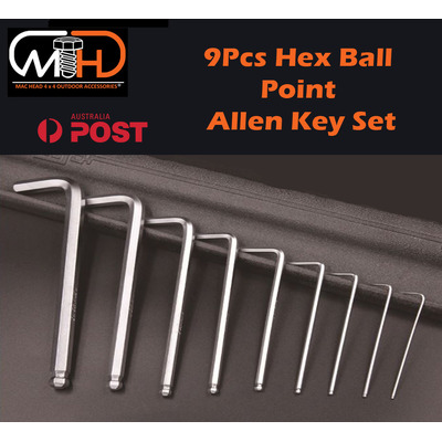 9Pcs Long Arm Allen Keys Set Metric Ball End Hex Allan Kit