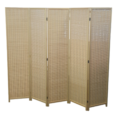 Bamboo Room Divider 5 Panel Folding Privacy Screen Storage Design