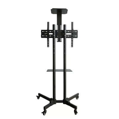 Universal Height Adjustable Rolling Double Tv Stand Cart Trolley 32