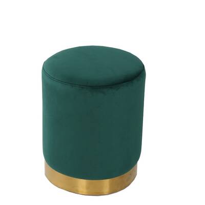 Rima Ottoman / Low Stool Green Velvet with Gold Base
