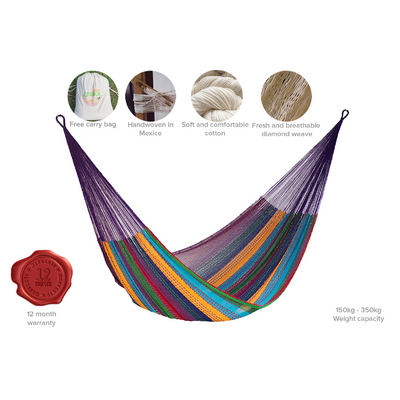 Queen Size Cotton Mexican Hammock in Coloring Color