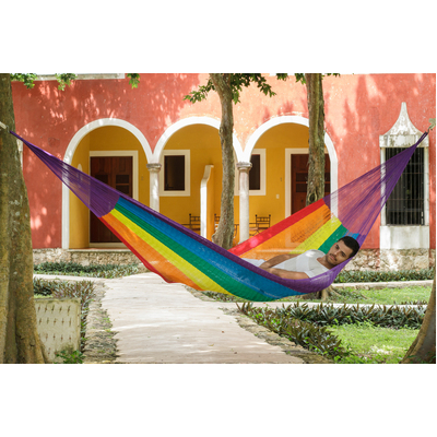  King Plus Size Nylon Mexican Hammock in Rainbow Colour