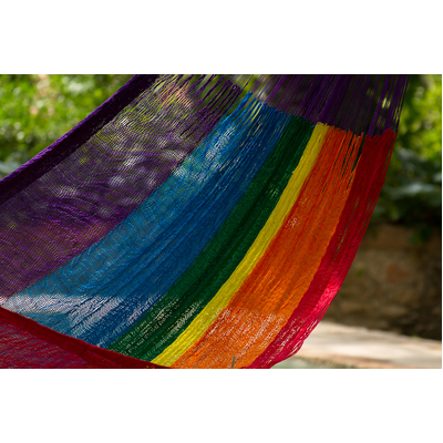 Jumbo Plus Size Nylon Mexican Hammock in Rainbow Colour