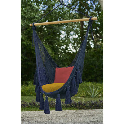 Deluxe Extra Large Mexican Hammock Chair In Outdoor Cotton Colour Blue