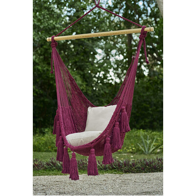 Extra Large Mexican Hammock Chair In Outdoor Cotton Maroon