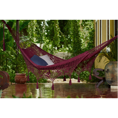 Outdoor Undercover Cotton Hammock King Maroon